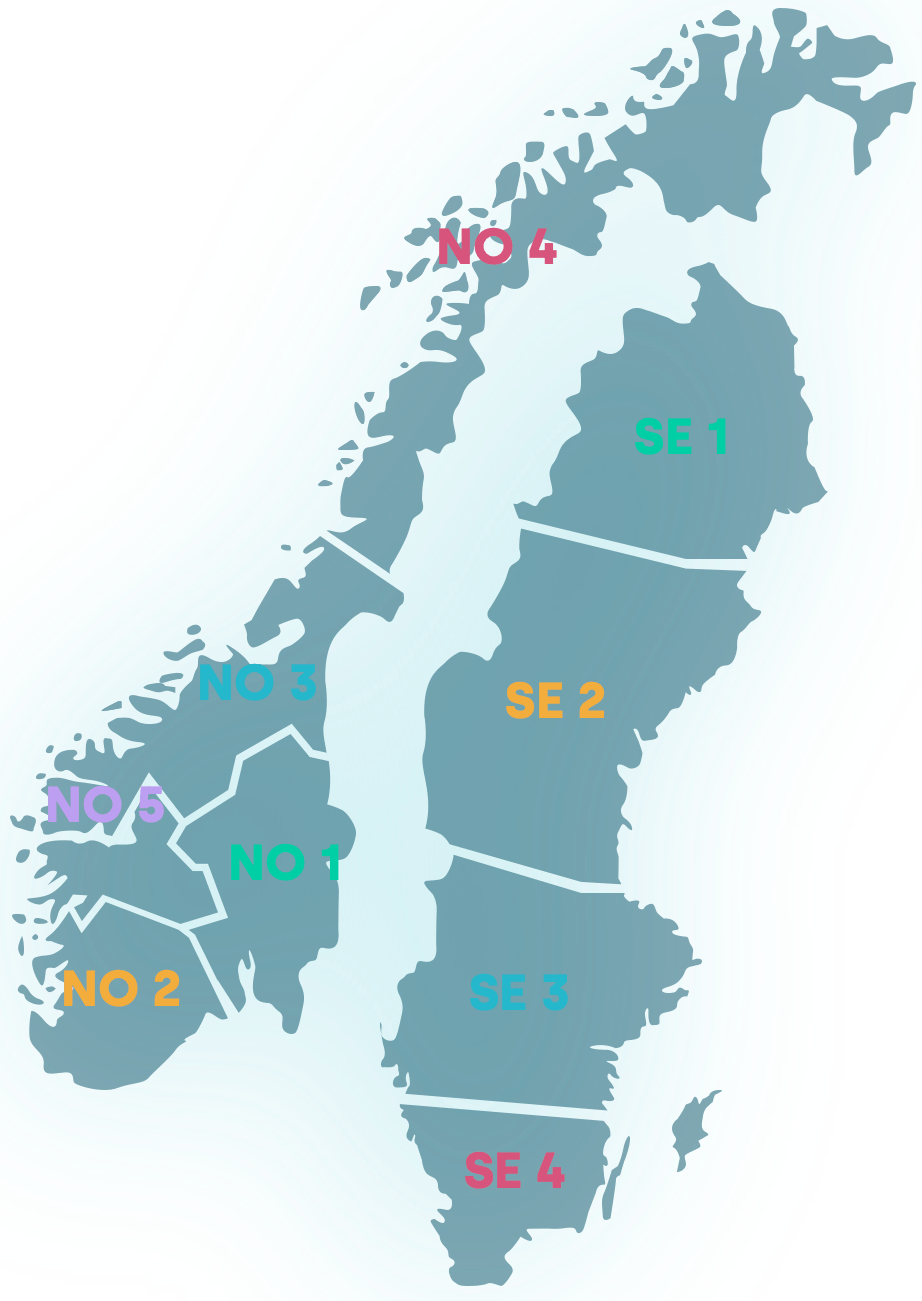 Map showing areas for Sweden and Norway